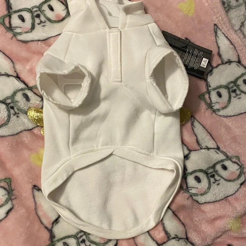 NEW-Little Angel Gold and White dog pet Hoodie